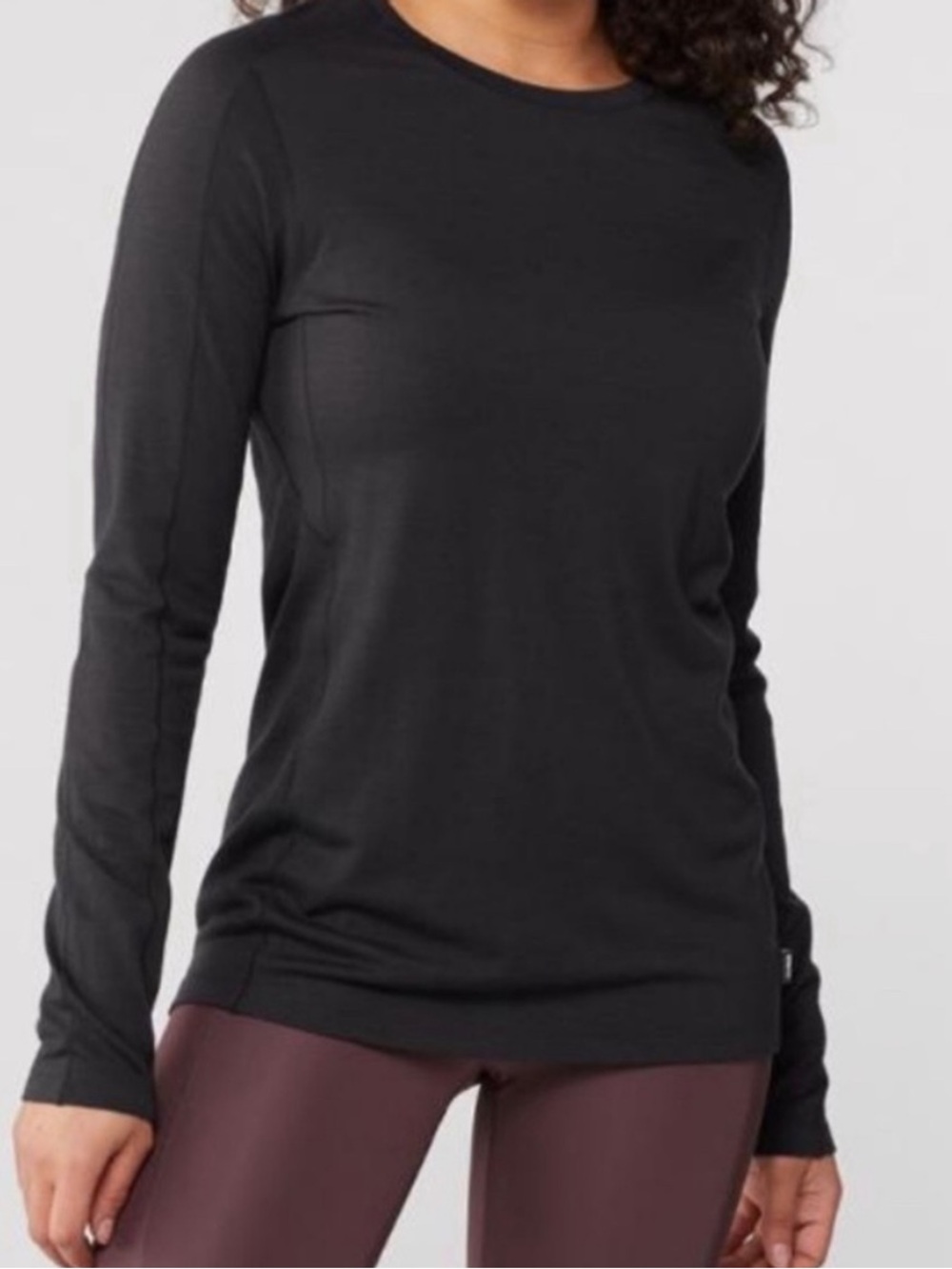 REI Merino Wool 185 Women's Base Layer Long Sleeve Top Black Large